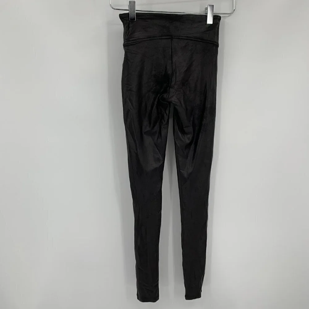 Spanx faux leather leggings skinny black high waisted Power waistband X-Small